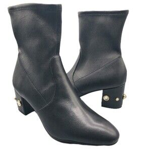 Stuart Weitzman boots Women Black Jeweled Siggy Leather Sock Bootie Size 10 NEW